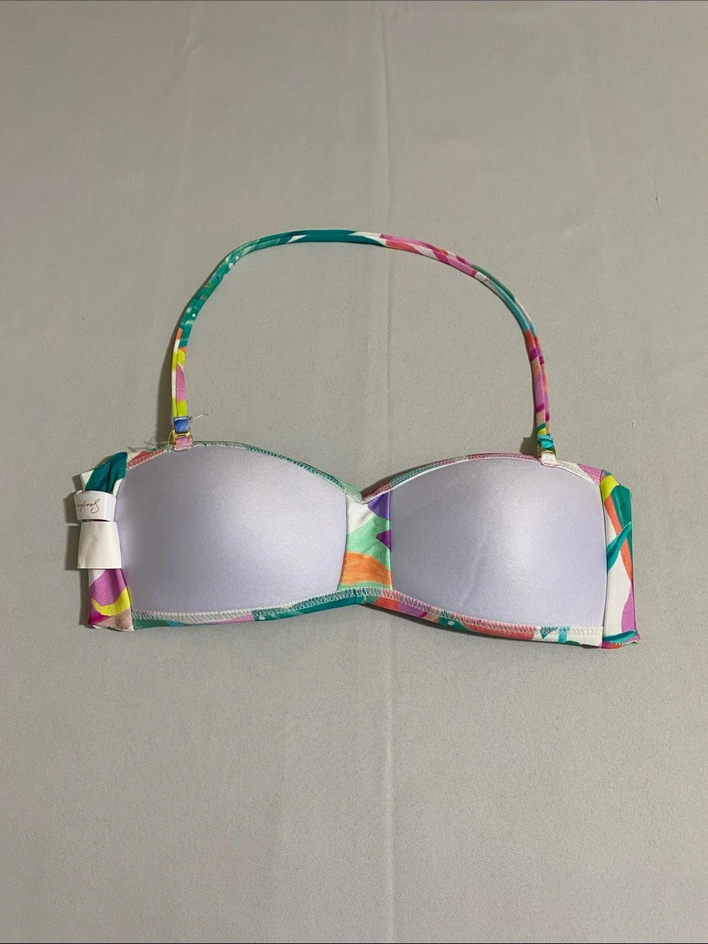 SUNSHINE 79  Tropical-print Twist-front Bandeau Bikini Top Women's Size 2